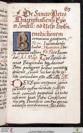 Officium de sancto petro tharenthasiensi episcopo et confessore