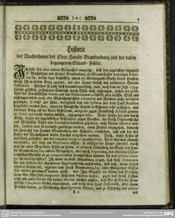 Historie des Wachsthums des Chur-Hauses Brandenburg und der dabey begangenen Staats-Fehler