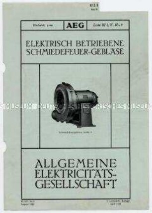 Elektrisch betriebene Schmiedefeuer-Gebläse (O) (Liste Kf 2/V, Nr.9)