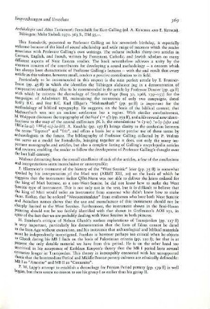 369-370 [Rezension] Archäologie und Altes Testament