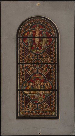 Unzugeordnete Altäre, Kircheneinrichtung, Skulpturen und Ornamente: Vorzeichnung für Kirchenfenster (nicht von Klomp)