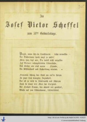 An Josef Victor Scheffel zum 51ten Geburtstage.