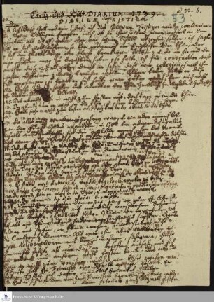 Diarium Tristium und Neben-Diarium von Nikolaus Dal.
