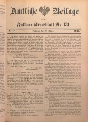 7: Beilage vom Freitag, 9. Juni 1905