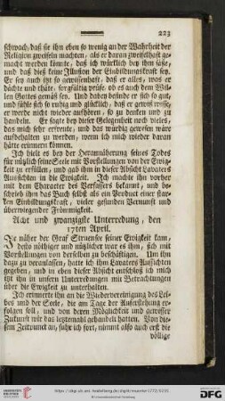Acht und zwanzigste Unterredung, den 17ten April