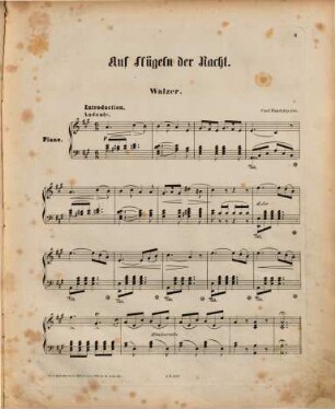Auf Flügeln der Nacht : Walzer ; op. 103 ; piano à 2 ms.