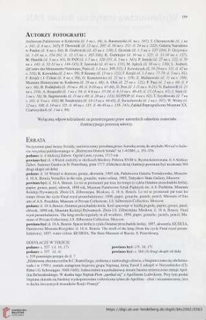 Autorzy fotografii / Errata