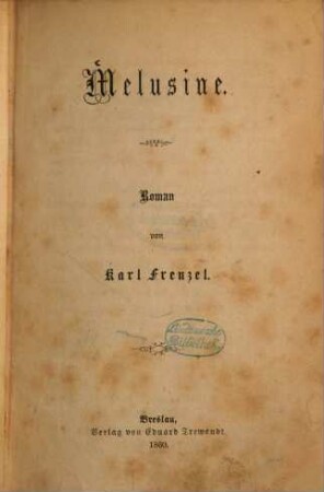 Melusine : Roman von Karl Frenzel