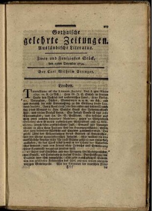 Zwey und Funfzigstes Stück, den 29ten December 1792.