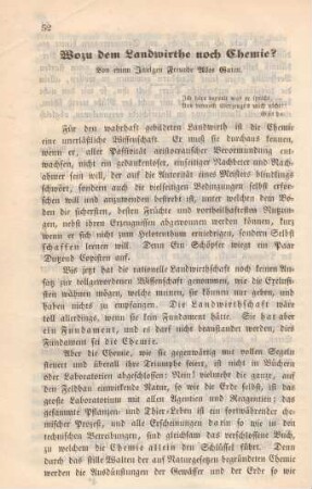 Wozu dem Landwirthe noch Chemie?