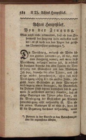 Achtes Hauptstück. Von der Zeugung.