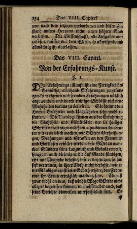 Das VIII. Capitel. Von der Erfahrungs-Kunst