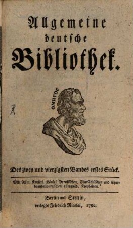Allgemeine deutsche Bibliothek. 42. 1780