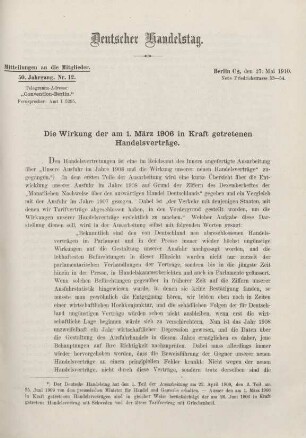 50. Jahrg. Nr. 12., ... den 27. Mai 1910