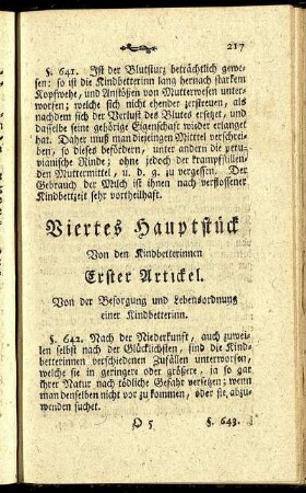 Viertes Hauptstück. Von den Kindbetterinnen.