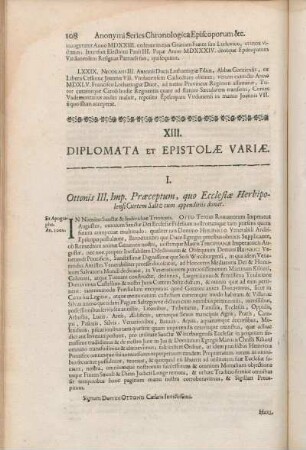 XIII. Diplomata Et Epistolæ Variæ.