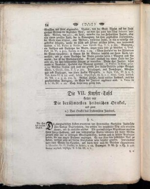 Die VII. Kupfer-Tafel stellet vor Die berühmtesten heidnischen Orakel,[...]