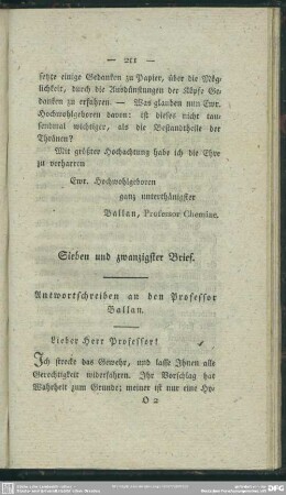 Sieben und zwanzigster Brief