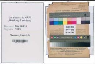 Entnazifizierung Heinrich Niessen , geb. 26.02.1909 (Textil Betriebs Ingenierur)