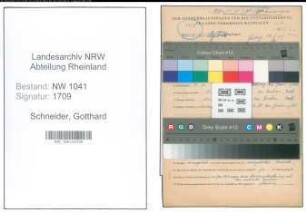 Entnazifizierung Gotthard Schneider , geb. 19.12.1898 (Arbeiter)
