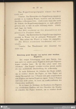 Erzielung guter Drucke von harten oder weichen Negativen