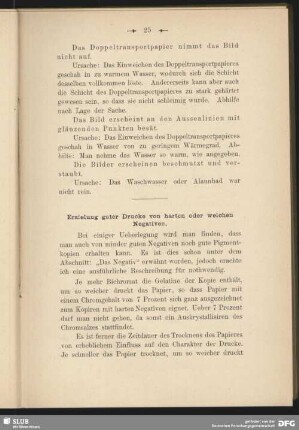 Erzielung guter Drucke von harten oder weichen Negativen