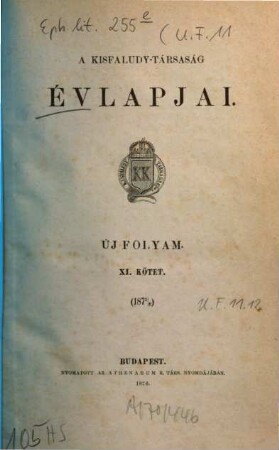 A Kisfaludy-Társaság évlapjai. 11. 1875/76 (1876)