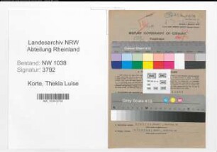 Entnazifizierung Thekla Luise Korte , geb. 28.10.1895 (Krankenschwester)