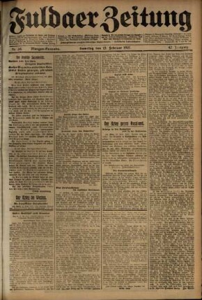 Erste Ausgabe vom Samstag, den 13. Februar 1915.