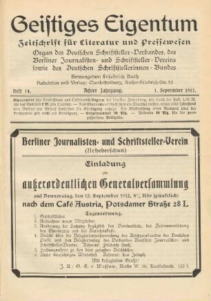 Heft 14 (1. September 1912)