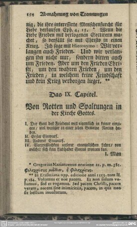 Das IX. Capitel. Von Rotten und Spaltungen in der Kirche Gottes