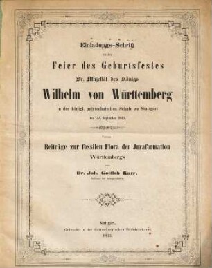 Beiträge zur fossilen Flora der Juraformation Württembergs