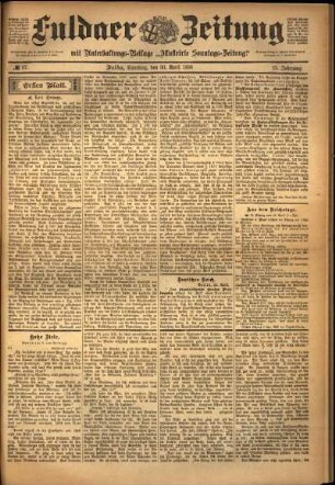 Erste Ausgabe vom Samstag, den 30. April 1898.