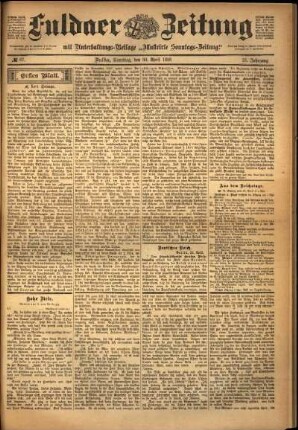 Erste Ausgabe vom Samstag, den 30. April 1898.