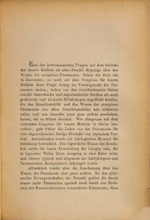 Ueber eintägige Pneumonie