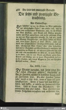 Die sechs und zwanzigste Betrachtung. Am Donnerstage