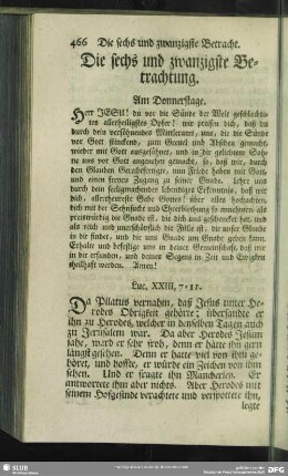 Die sechs und zwanzigste Betrachtung. Am Donnerstage