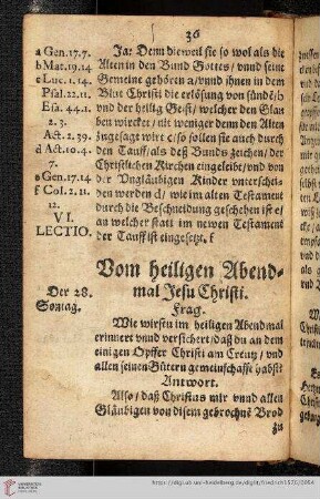 Vom heiligen Abendmal Jesu Christi