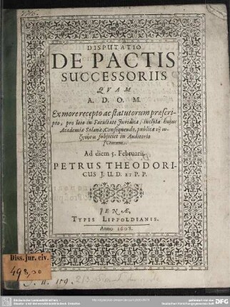 Disputatio de pactis successoriis