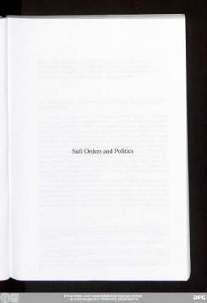 Sufi Orders and Politics