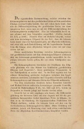 Die geodätischen Linien und die abs "geodätische Ellipsen und Hyperbeln" betrachteten Krümmungskurven auf dem ẕ̱iachsigen Ellipsoid