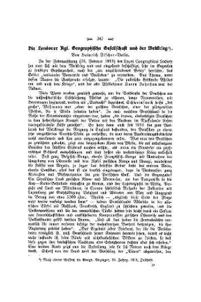 Die Londener Kgl. Geographische Gesellschaft und der Weltkrieg