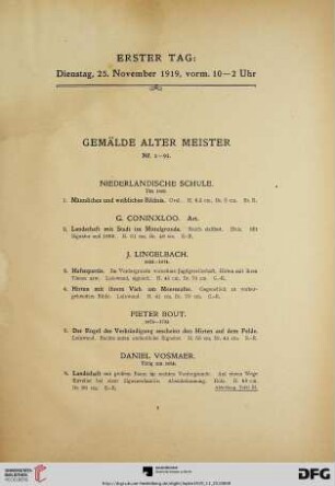 Gemälde alter Meister (Nr. 1-91)