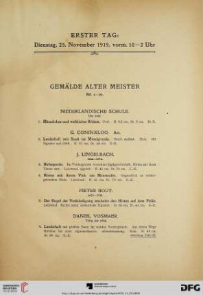 Gemälde alter Meister (Nr. 1-91)
