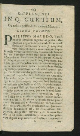 Supplementi In Q. Curtium, De rebus gestis Alexandri Magni.