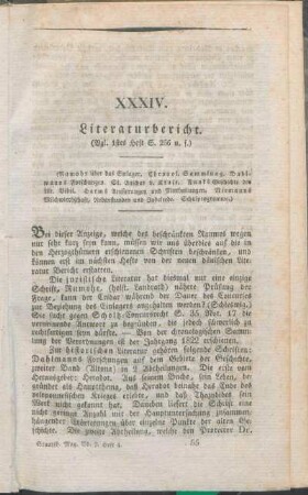 XXXIV. Literaturbericht. (Vgl. 1stes Heft S. 256 u.f.)