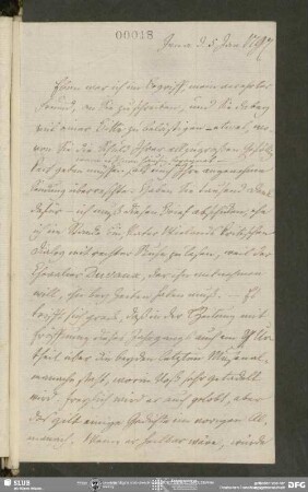 Eigenh. Brief von August Wilhelm von Schlegel an Carl August Böttiger, Jena, 05.01.1797