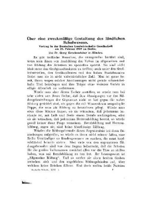 Über eine zweckmäßige Gestaltung des ländlichen Schulwesens