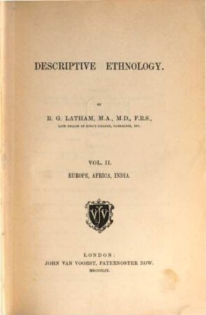 Descriptive ethnology, II