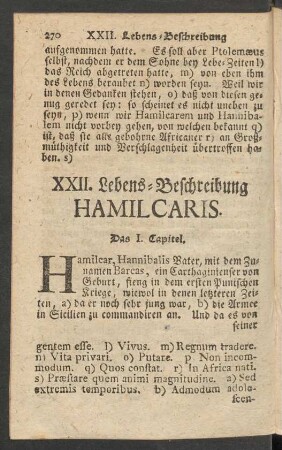 XXII. Lebens-Beschreibung Hamilcaris